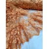 Divastyletextiles Orange 3D Flowers/Floral Beaded Lace Embroidered Mesh Lace Fabric