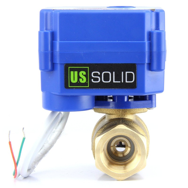 U.S. Solid 1" Motorized Ball Valve, Brass, Electric Ball Valve,