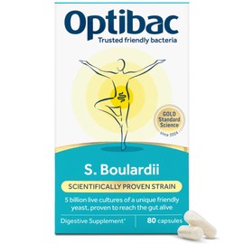 Optibac Probiotics Optibac Probiotics Saccharomyces Boulardii | 5 Billion Friendly Bacteria Natural Yeast Supplement | Well Researched & Internationally Acclaimed | Vegan & Gluten Free | Shelf Stable | 80 Capsules