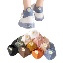 Socks: Women's Socks, Wallet, Summer Use, Thin, Cotton, Cute, No Stuffy, Smile Socks, Sports, Fashionable, Antibacterial, Odor-Resistant, No Stuffy, 8.7 - 9.8 inches (22 - 25 cm), 5/10 Pair Set