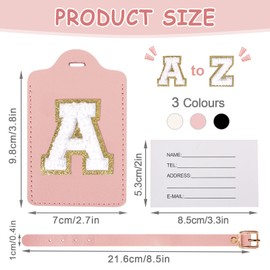 2Pack Initial Luggage Tags for Suitcases, Cute Letter Luggage Bag Suitcase Identifier Name Baggage Tag, PU Leather Travel Luggage Tags, Bag Tags for Men Women Kids Handbags Schoolbags(2 Pink-White A)