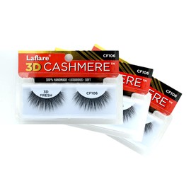LAFLARE 3D CASHMERE Eyelashes, Natural Look, FRESH, GLAM, WISPY, HOT, Fluffy, Soft, Reusable, Luxurious Handmade Strips False Lashes - 3 PACKS SPECIAL BUNDLE CF (CF106, 3)