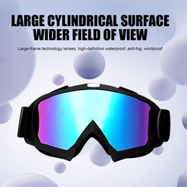 immoono Motorcycle Goggles with Face Mask, Dirt Bike Goggles Windproof Dustproof Racing Goggles Ski Goggles Protective Safety Glasses with Balaclava, Black Frame Colorful Blue Lenses