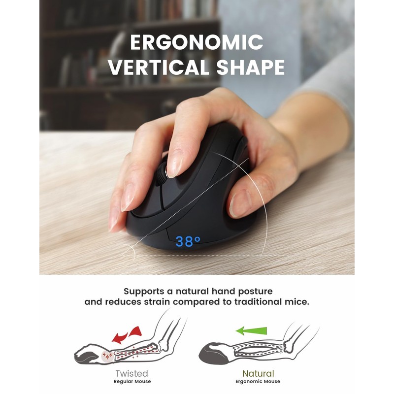 Perixx PERIMICE-719R Wireless 2.4G Rechargeable Ergonomic Mouse - Duo Wired