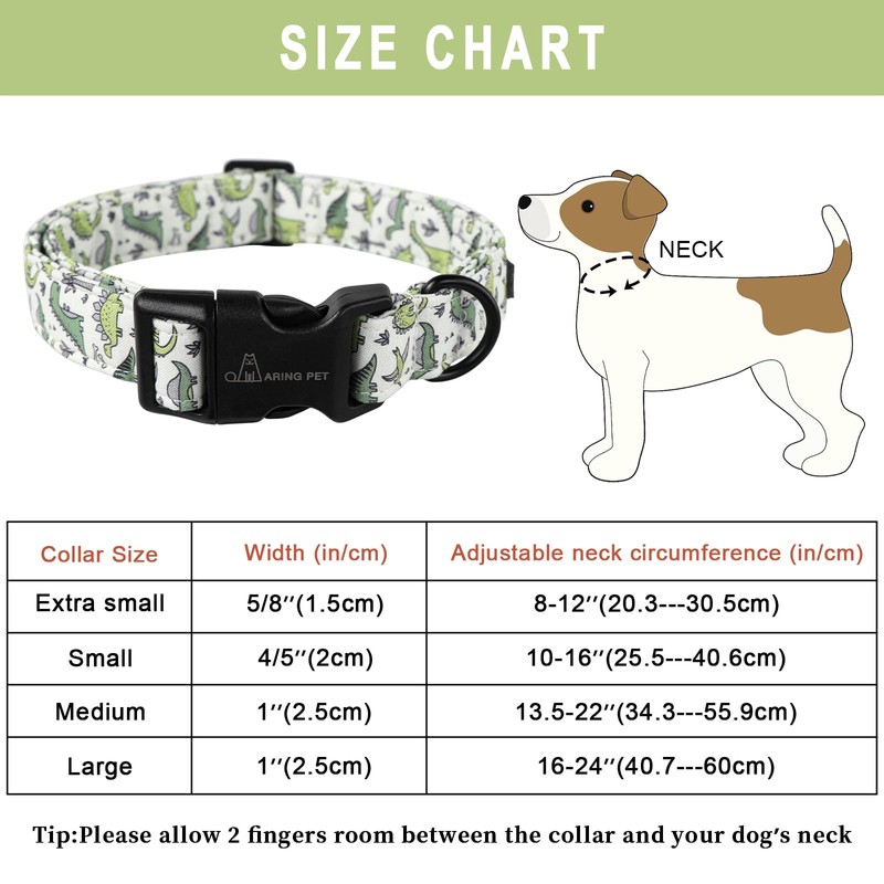 ARING PET Dinosaur Dog Collar-Cute Dog Collar for Small Dogs,