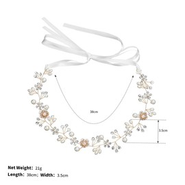 Vaguelly 1pc Handmade Adjustable Hair Band with Pearl and Rhinestone Chic Fashion Headband for Women for Parties and Daily Wear Craftsmanship and Elegant Design