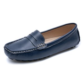 Heydonic Mocasines para mujer, suaves, casuales, para caminar, conducir, oficina, zapatos de barco para mujer, de piel cómoda, Azul / Patchwork, 6.5 US