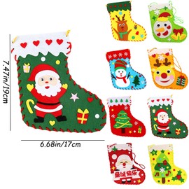 8 Sets Christmas Felt Crafts DIY Christmas Felt Stockings with Ornaments Handmade Sewing Sock Kits Create Your Own Christmas Stockings for Kids Christmas Favors