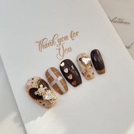 Love Bear Handmade Nail Tips - Square / 러브 베어 수제네일팁 - 스퀘어