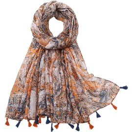 MAIRY Scarfs for Women Presents for Ladies Scarf Lightweight Scarves Warm Tassel Floral Pattern Shawls and Wraps,135