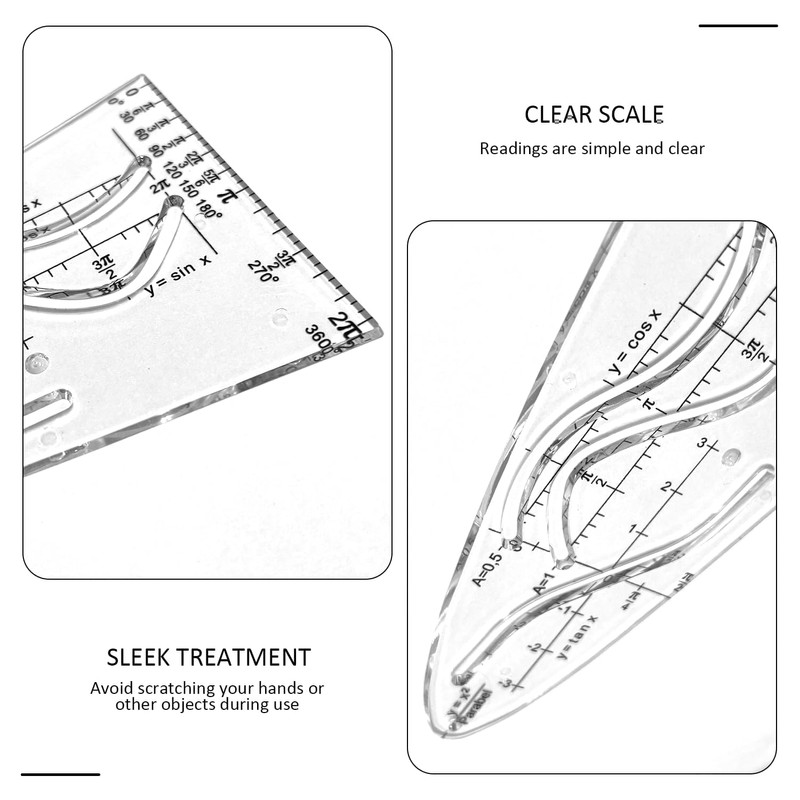 Yuannee Parabolic Stencil,3 PCS Drafting Tool Multifunctional Standard Parabola Ruler