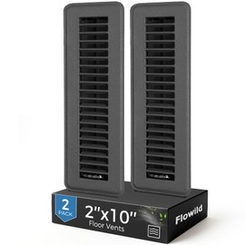 2 Pack 2x10 Floor Register, Floor Vent Covers 2 Pack, Steel Adjustable Air Supply Grille Register Vent Cover Grill for Floor, Vent Covers for Home Floor, Grey