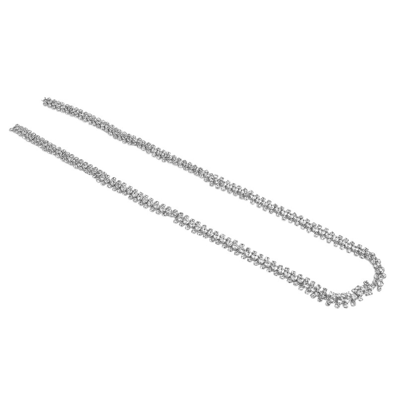 1 Yard 3 Rows Rhinestone Chain Round Glittering Rhinestone White