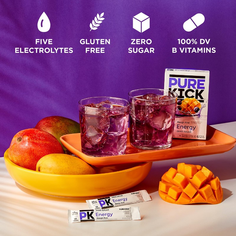 Pure Kick Energy Singles To Go Drink Mix, Mango Acai,