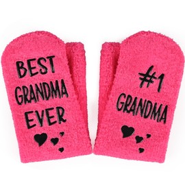 Veachog Warm Fleece Socks for Grandmother, Non-Slip Indoor Slippers in Bow Gift Box, Thoughtful Gift Idea for Women