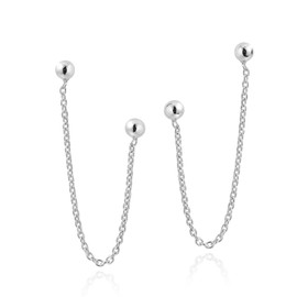 Rare Double Ball Chain .925 Sterling Silver Earrings