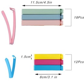30 Clips para Bolsas de Alimentos, Diseño Curvado para Bolsas de Almacenamiento de Alimentos, Bolsas de Aperitivos, Cocina y Hogar, Tamaño Grande (11,