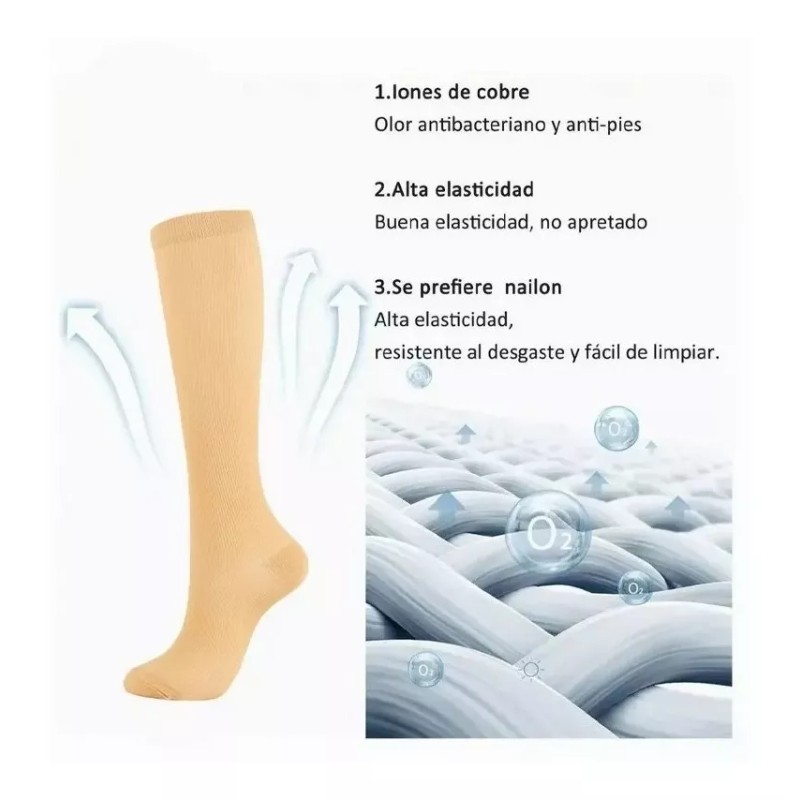 3pares Medias Calcetas De Compresión Circulation Venosa