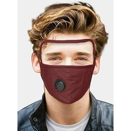 True Face Cotton Face Washable Reusable Bandanas Outdoors Headwear Scarf Face Dust Cover With Filter And Face Bandanas Detachable Eye Shield Wine (5 Pack)