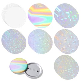 160 Pcs Colorful Badge Film Button Maker Supplies Glittering Film, 8 Styles Holographic Glitter Films Badge Protective Films 2.25 Inch 58mm Button Maker Machine Clip Pin Parts for Arts Crafts Supplies
