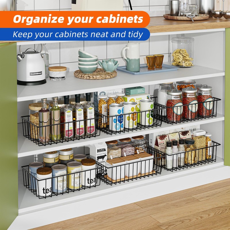 Simple Trending 12 Pack Extra Large Wire Storage Baskets, Pantry