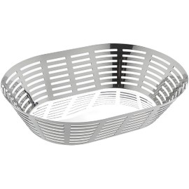Braisogona Bella Stainless Steel Oval Basket, 21 x 31 cm, Silver, 31 x 21 x 30 cm