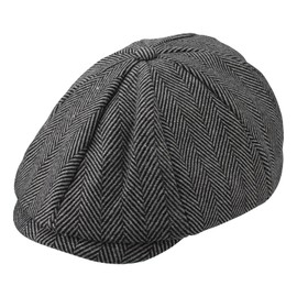 Gisdanchz Wool Winter Hat Tweed Flat Cap Men's Women's Flat Cap Retro Beret Hat, black
