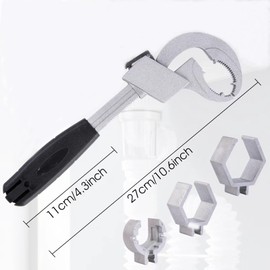 LONTOM Multifunctional Faucet Wrench Pipe Wrench Set, Adjustable Wrench Set Wide Opening Spanner with Replacement Heads, Universal Sink Faucet Wrench Plumbing Tools for Bathroom Kitchen Garden