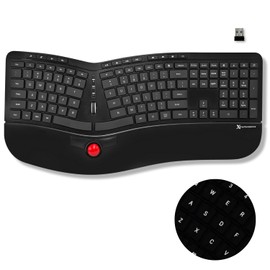 X9 Performance Ergonomic Wireless Keyboard with Trackball - Rechargeable, Backlit, Built in Mouse Buttons - 2.4G Split Keyboard Wireless for Windows PC and Chrome - All in One Typing Solution