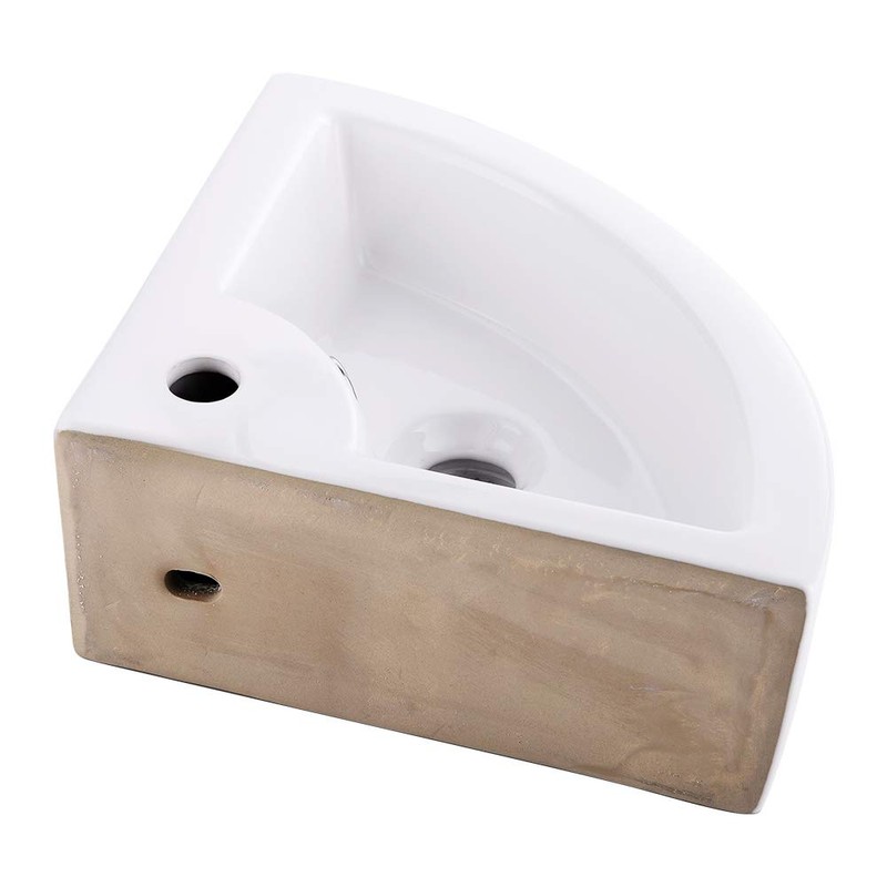 Small Corner Wall Mount Bathroom Sink and Faucet Combo -