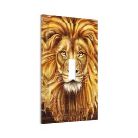 African Lion Single Toggle Wall Plate Covers 1 Gang Light Switch Cover Animal King Head Abstract Wildlife Faceplate Decorative Electrical for Bathroom Kitchen Home Decor