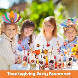 Seenelling 24 Set Fall Pumpkin Party Favor Thanksgiving Party Supplies Maple Turkey Keyc...