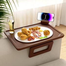 Smatdecis Couch Arm Tray Table Sofa Arm Clip Table,Armrest Tray Table Suitable for Home Drinks/Fast Food/Fruit Etc, Large Size Multi-Function Table Couch Arm Table Black(360° Rotating Stand B)