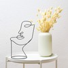 COZYMONDO Moderne Deko-Figur: Single-Line-Face-Art | Schwarze Deko Statue im minimalistischen