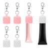 4pcs Lip Balm Cap Keychain, White & Pink Lip Gloss