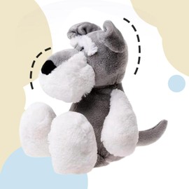 Schnauzer Plush Dog, Soft, Realistic, Healing, Fluffy, Cute, Comfortable, Large, Mochy, Body Pillow, Animal, Cushion, 19.7 inches (50 cm), Multi-functional, Sofa Backpack, Gray, Gift, Car, Interior