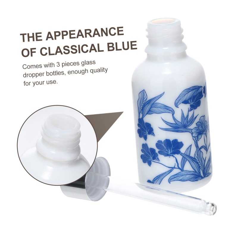 BUGUUYO 3pcs Mini Oil Dropper Bottles Ceramic Body 30ml Essential