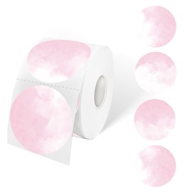 Starboling Thermal Labels,2 Inch Pink Watercolor Round Thermal Printer Stickers,Self-Adhesive Round Direct Thermal Labels,Thermal Stickers for DIY Logo Design,Name Tag,600 Labels/1 Roll