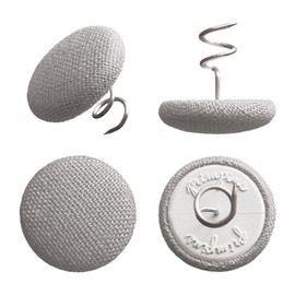Primpins Long Upholstery Pins - Classic Linen - 20 Colors Available - Fabric Covered Button Twist Pins - Keeps Furniture Covers in Place (Set of 12, Medium Grey)