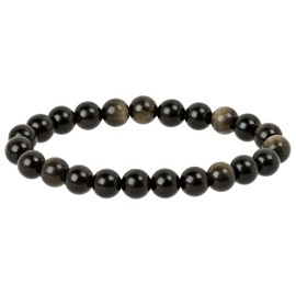 Eledoro PowerBead, Women’s Stretch Bead Bracelet, Made of 8 mm Gemstone Beads, 17 - 18 cm, gemstone, black