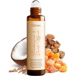 Gya Labs Frankincense and Somali Myrrh Essential Oil Roll on - 100% Pure Natural Frankincense for Face, Myrrh for Skin, Body Ache Comfort, Aromatherapy, Travel Size (10ml)