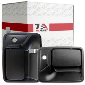 T1A Exterior Smooth Black Front Driver and Passenger Door Handles with Keyhole Replacement for 00-05 Ford Excursion 99-15 F-250 F-350 F-450 F-550 Super Duty 7C3Z-3622405-APPTM 7C3Z-3622404-APPTM