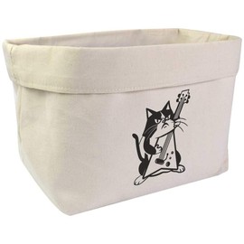 Large 'Mad Cat Playing Electric Guitar' Canvas Organiser/Storage Bag (OR00033603)