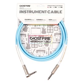 GHOSTFIRE 10FT 1/4 Inch Right Angle Instrument Cable High Performance Cable for Electric Guitar, Bass Guitar, and Pro Audio (Blue)