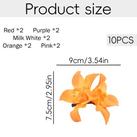 Tabanzhe 10PCS Bohemian Flower Hair Clips,5 Colors Double Orchid Tropical Flower Hair Pins,Artificial Hawaiian Beach Flower Hair Pins Clip Hair Style Accessories for Women Girls Wedding Party Holiday