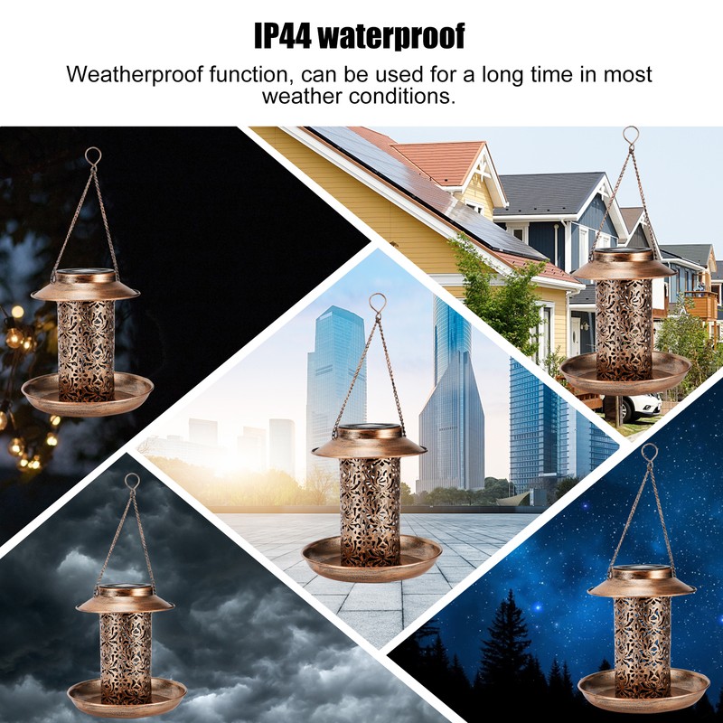 Solar Bird Feeder Solar Powered Garden Light Portable Hanging Hollow