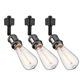 mirrea Vintage H Type Track Lighting Head to E26 Medium Screw Base Adapter Light Direction Adjustable Pack of 3 (Black)