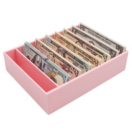 Money Organizer for Cash, 8 Compartment Pink Acrylic Money Holder, Cash Tray, Cash Box, Cash Organizer for Bills