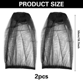 Raveparty Pack of 2 Mosquito Net Head, Net Head Protection Net, Head Net, Face Mesh Head Cover for Outdoor Lovers, Climbing, Fishing, Beekeeping, black, One size fits all