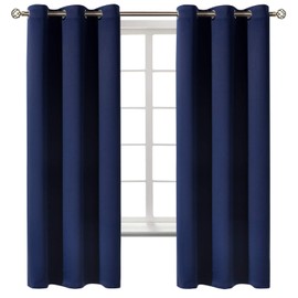 BGment Blackout Curtains for Bedroom 63 Inches Long - Navy Blue Room Darkening Thermal Insulated Sunlight Blocking Grommet Window Drapes for Kids Boys Room, Set of 2 Panels, 42 x 63 Inch